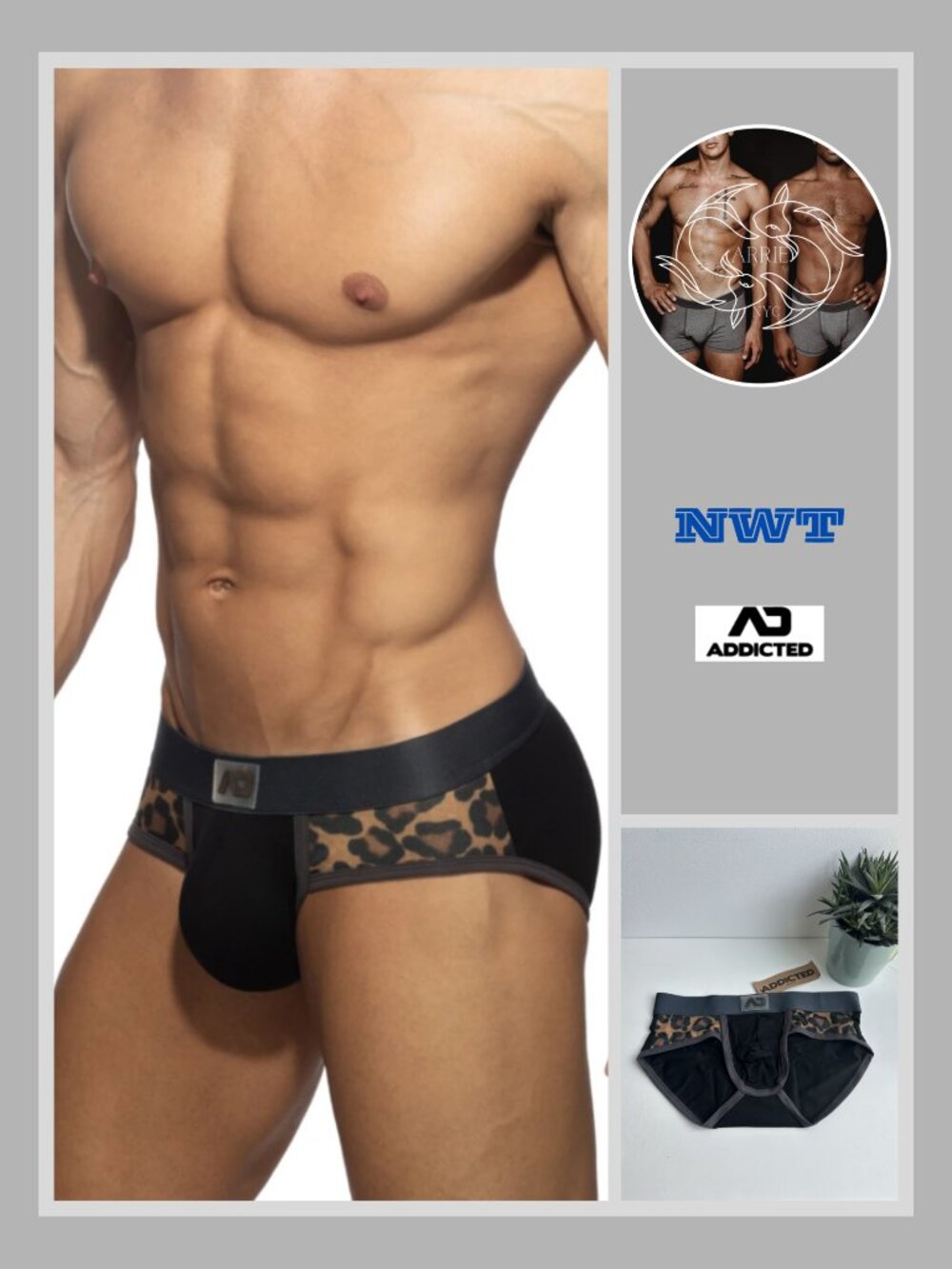 Addicted - Leopard Panels Brief - Black (M)